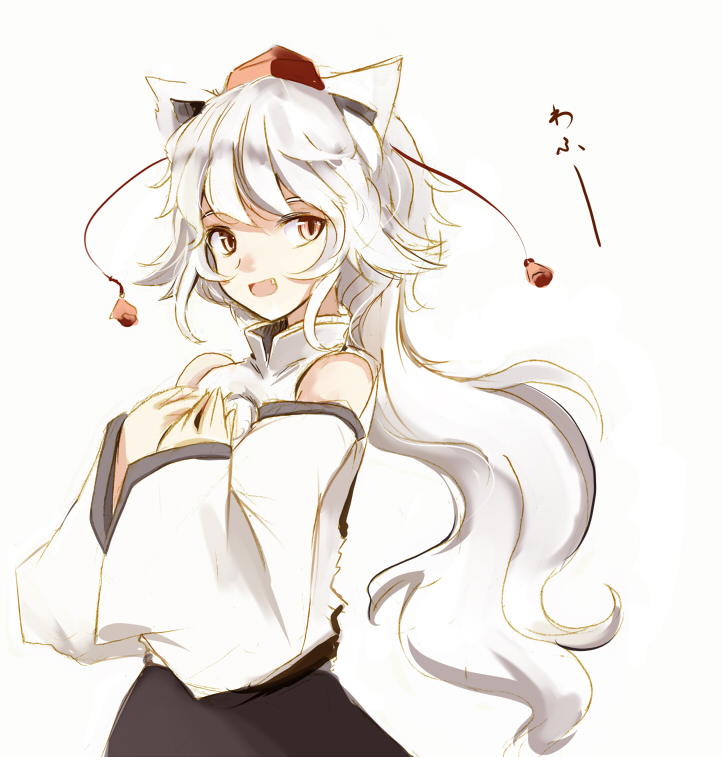 takaharu, inubashiri momiji, touhou, 1girl, animal ears, dog ears, female focus, simple background, solo, standing, white background, wolf ears