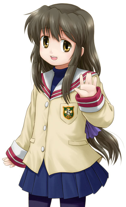 nagian, ibuki fuuko, clannad, 00s, 1girl, female focus, pantyhose, school uniform, serafuku, solo