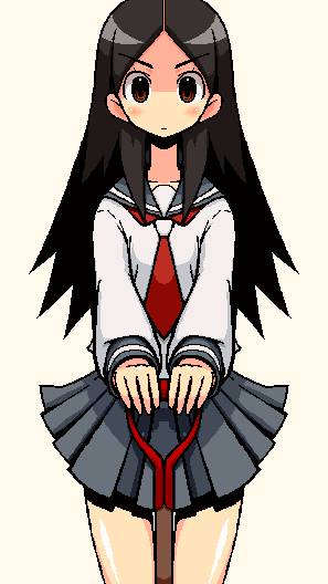 shirono, kitsu chiri, sayonara zetsubou sensei, 00s, oekaki, parted bangs, shovel, solo, symmetry, worktool