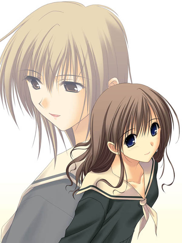 takepon, satou sei, toudou shimako, maria-sama ga miteru, 00s, blue eyes, long hair, school uniform, serafuku, short hair