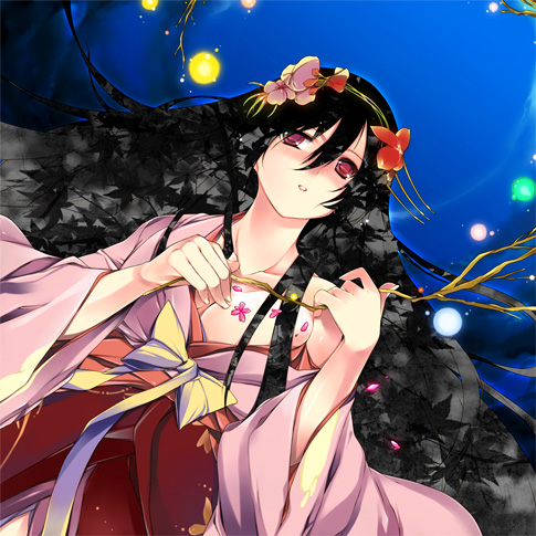 aburidashi zakuro, houraisan kaguya, touhou, lowres, 1girl, black hair, female focus, japanese clothes, solo