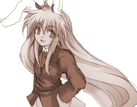 reisen udongein inaba, touhou, lowres, 1girl, animal ears, female focus, monochrome, rabbit ears, sepia, solo