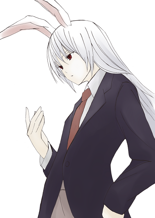 kajiki, reisen udongein inaba, touhou, 1girl, animal ears, blazer, female focus, jacket, necktie, rabbit ears, red eyes, red necktie, solo