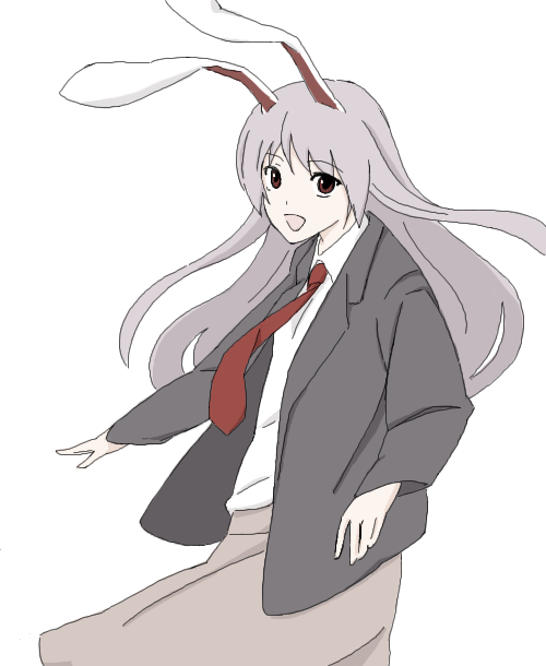 kajiki, reisen udongein inaba, touhou, 1girl, animal ears, blazer, female focus, jacket, necktie, rabbit ears, rabbit girl, red necktie, solo