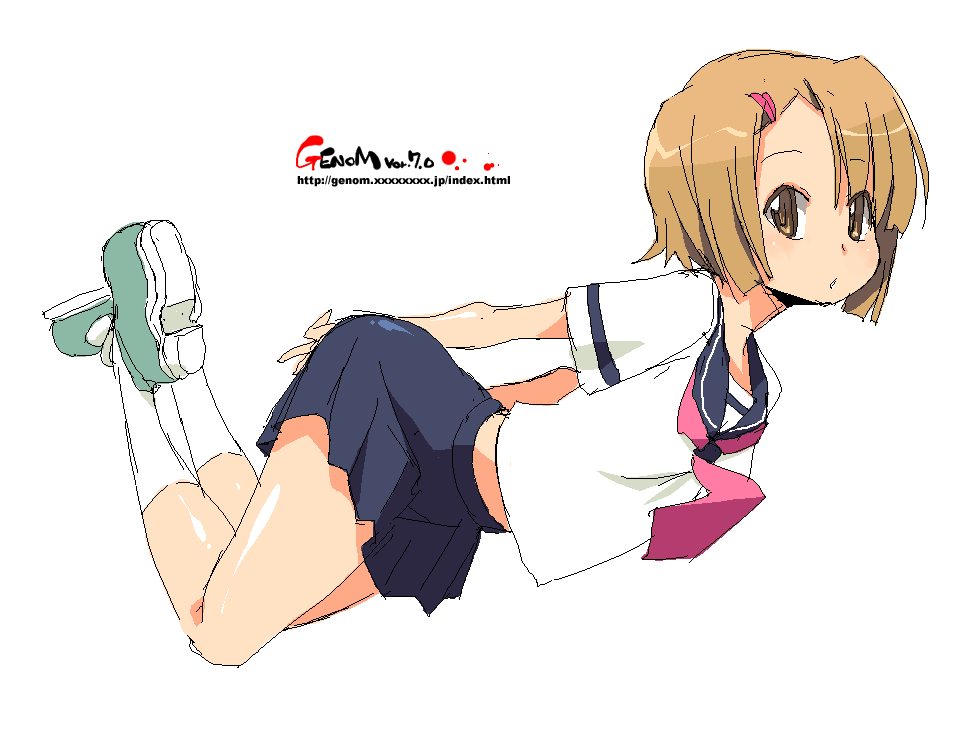 onija tarou, original, blonde hair, brown eyes, oekaki, school uniform, serafuku, short hair, solo