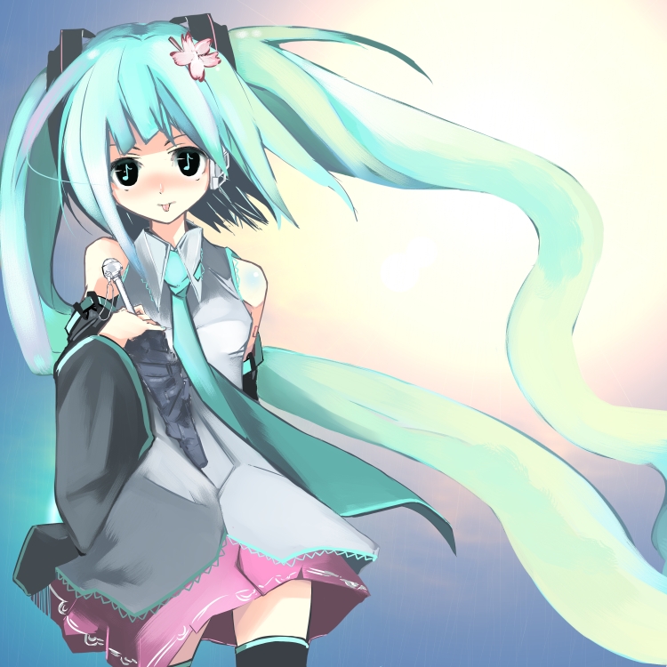 kanikama, hatsune miku, vocaloid, 1girl, aqua hair, female focus, long hair, solo, thighhighs, twintails, very long hair