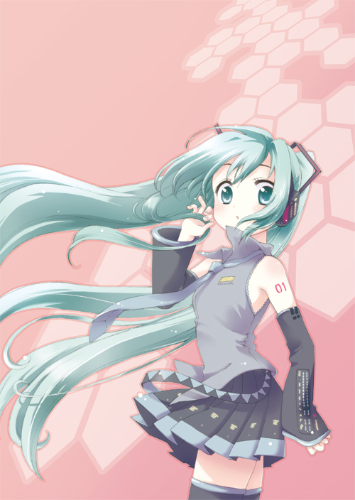 sakura noel, hatsune miku, vocaloid, 1girl, aqua hair, female focus, long hair, solo, thighhighs, twintails, very long hair