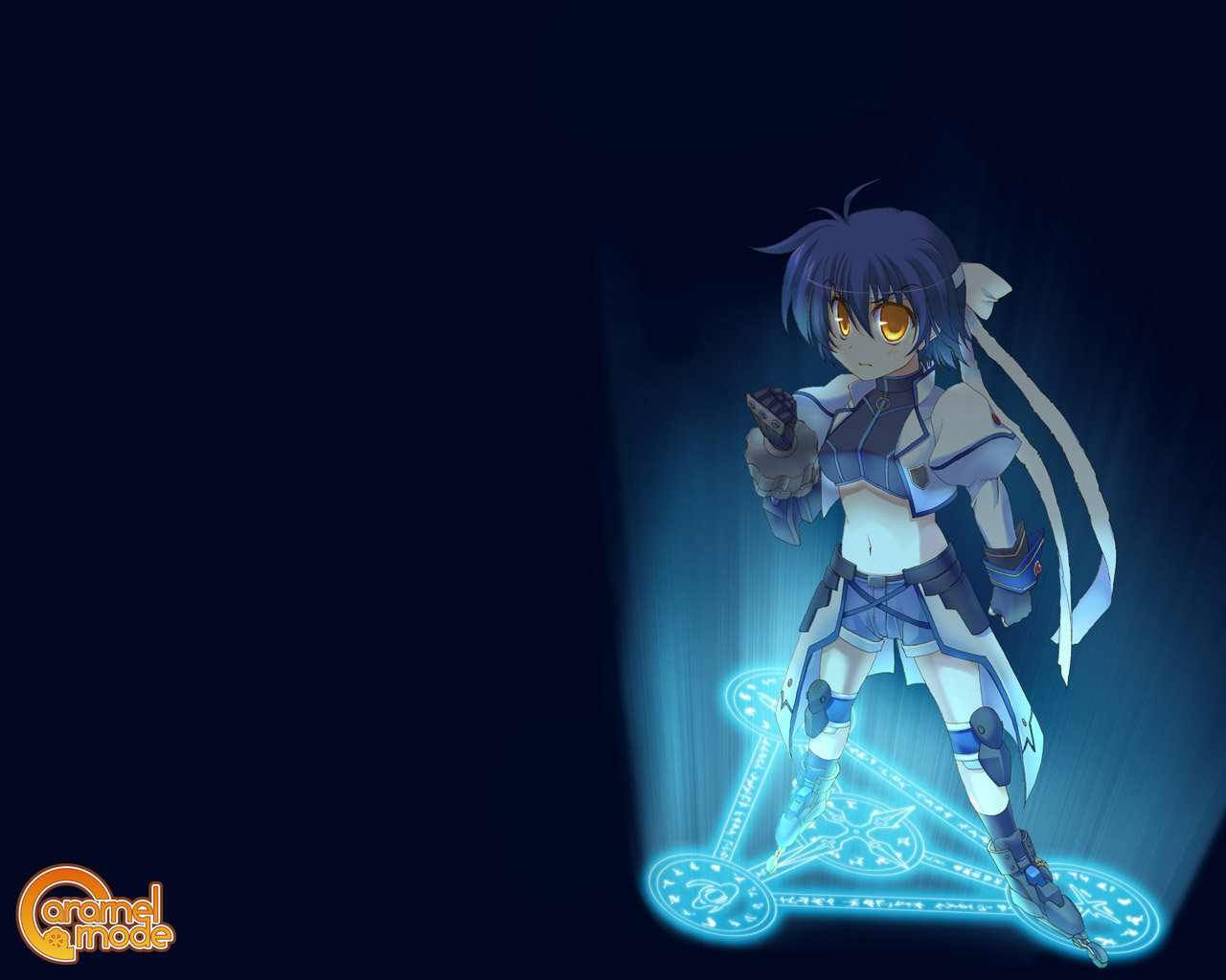 kisaki yuu, mach caliber, revolver knuckle, subaru nakajima, lyrical nanoha, mahou shoujo lyrical nanoha, mahou shoujo lyrical nanoha strikers, 00s, 1girl, female focus, inline skates, roller skates, skates, solo