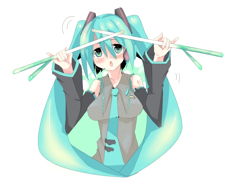 kanikama, hatsune miku, vocaloid, 1girl, aqua hair, female focus, long hair, solo, spring onion, very long hair, white background
