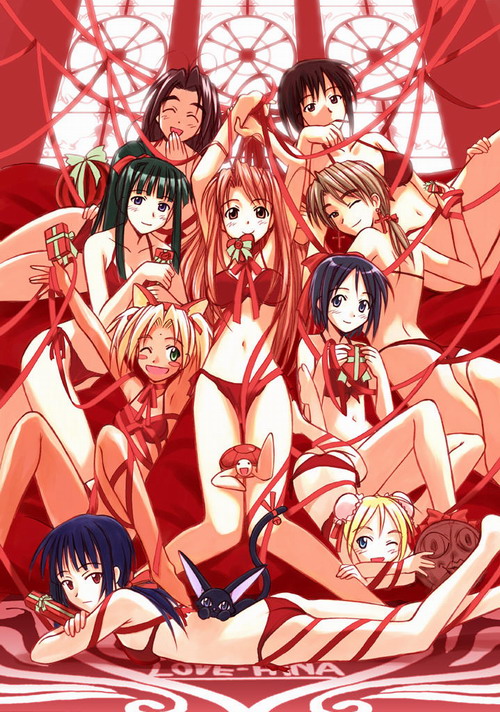 akamatsu ken, aoyama motoko, kaolla su, konno mitsune, kuro (love hina), maehara shinobu, narusegawa naru, otohime mutsumi, sarah mcdougal, tama (love hina), urashima haruka, urashima kanako, love hina, eyebrows, official art, 6+girls, ahoge, alternate hairstyle, antenna hair, armpits, arms up, bikini, blonde hair, blue hair, blush, bob cut, brown hair, cat, cross, cross earrings, double bun, earrings, everyone, expressionless, food, fruit, gift, green hair, hair bun, hair ribbon, head rest, jewelry, knees together feet apart, laughing, loli, long hair, looking at viewer, lying, mouth hold, multiple girls, neck ribbon, one eye closed, panties, ponytail, red hair, red ribbon, ribbon, short hair, siblings, side-tie panties, sisters, sitting, smile, swimsuit, turtle, underwear, underwear only, very long hair, watermelon, window, wink