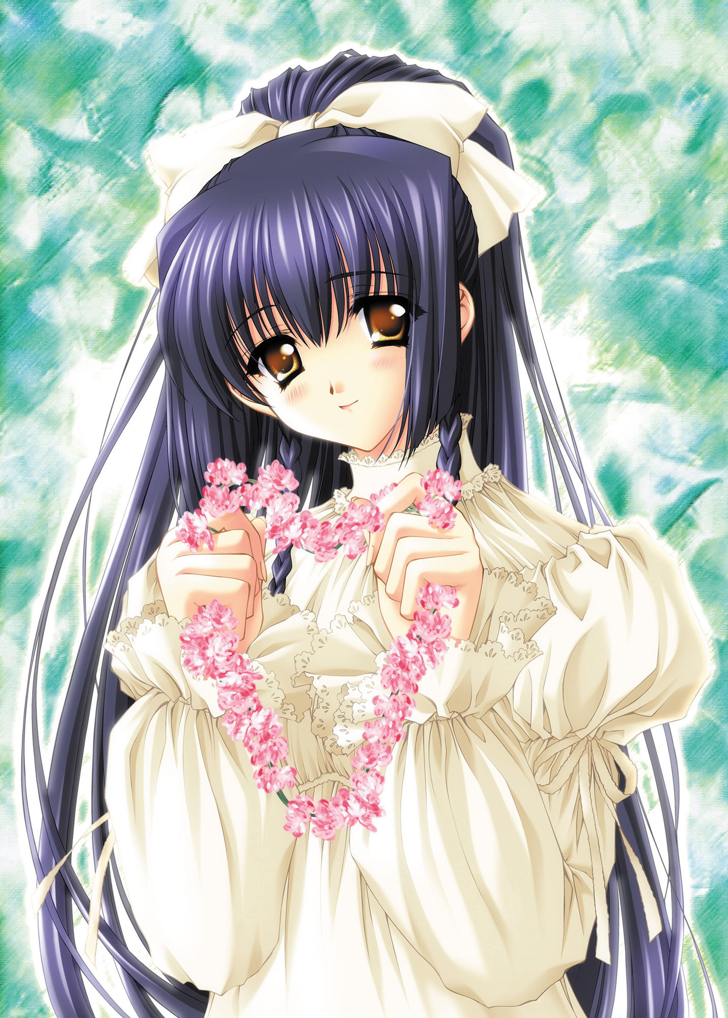 carnelian, kuraki suzuna, kao no nai tsuki, highres, 00s, brown eyes, purple hair, solo