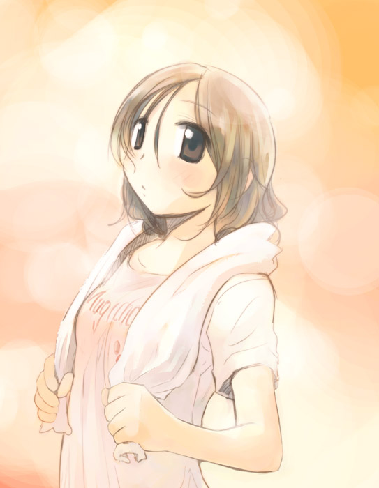 ikeda jun (mizutamari), original, tagme, brown eyes, brown hair, solo, towel
