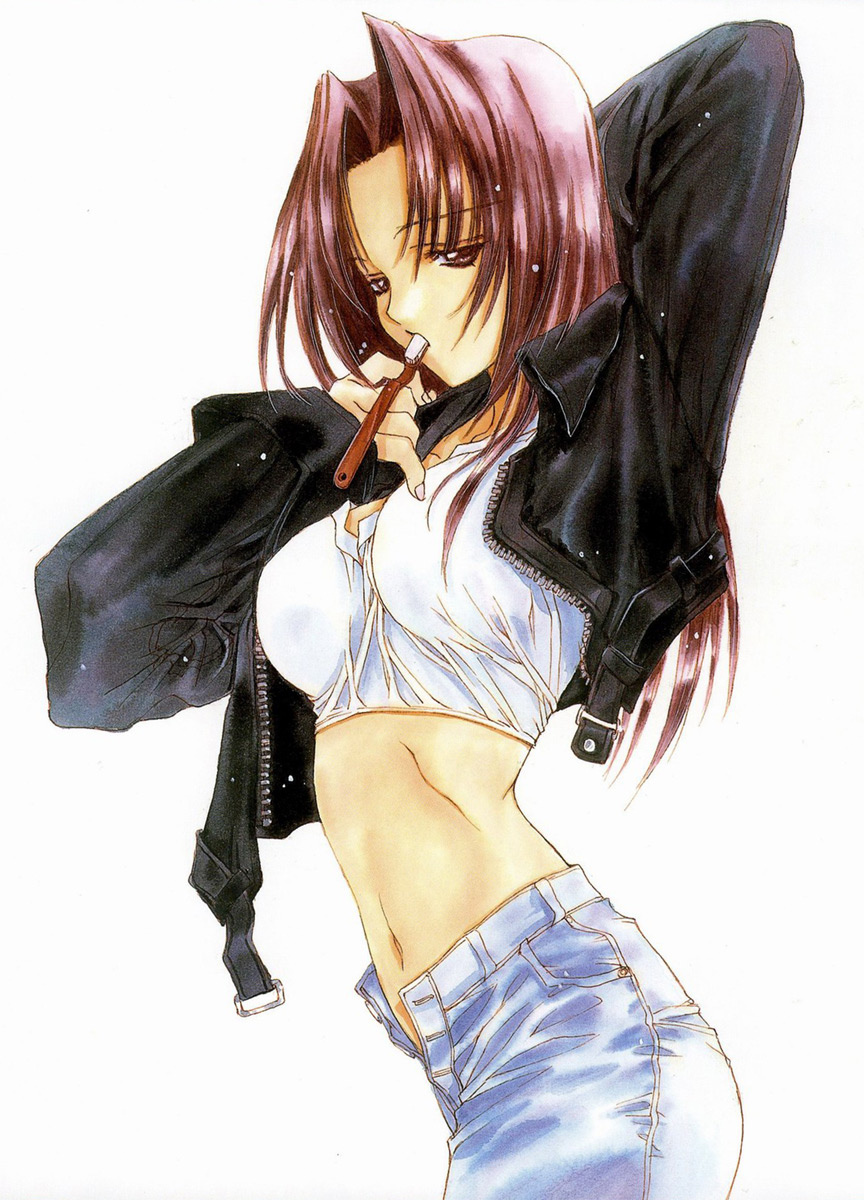nanase aoi, kurenai kasumi, angel flavor, seraphim call, artbook, highres, 1990s (style), 1girl, female focus, retro artstyle, solo, white background