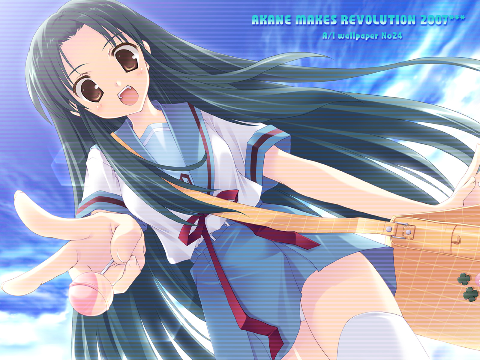 ikegami akane, tsuruya, suzumiya haruhi no yuuutsu, highres, 00s, long hair, solo, thighhighs, very long hair