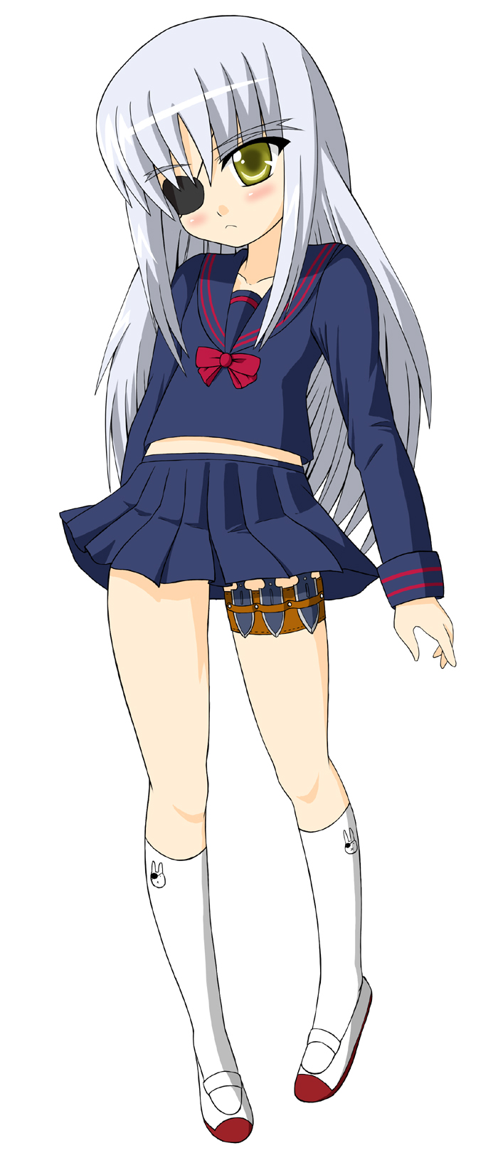 sawa (artist), sawa (snack yoshie), cinque (nanoha), numbers (nanoha), lyrical nanoha, mahou shoujo lyrical nanoha, mahou shoujo lyrical nanoha strikers, highres, 00s, school uniform, serafuku, solo
