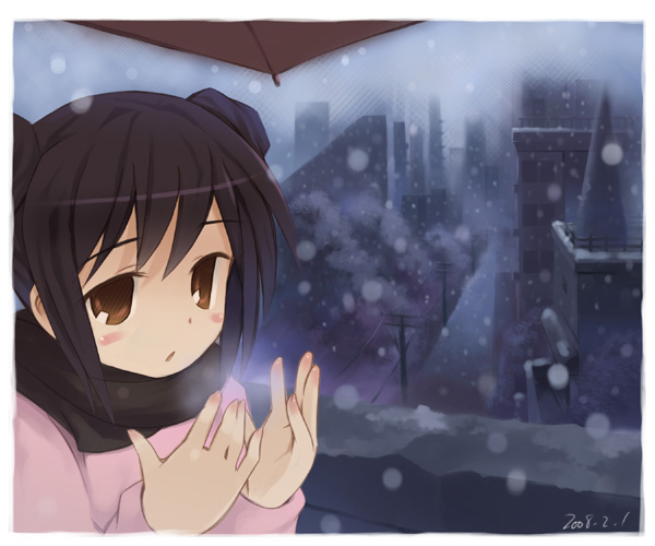 noripachi, original, tagme, 1girl, cold, female focus, scarf, snow, solo
