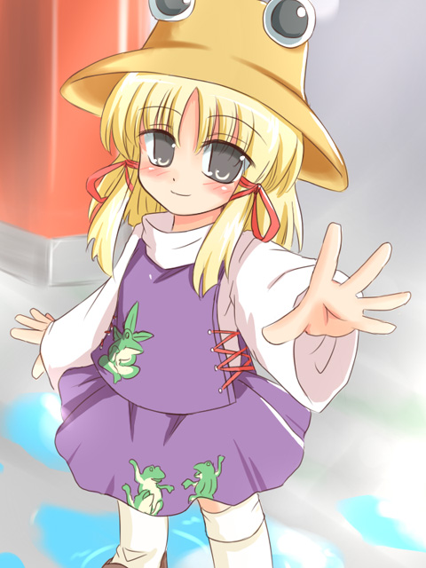 ry (yagoyago), moriya suwako, touhou, 1girl, female focus, hat, solo, thighhighs