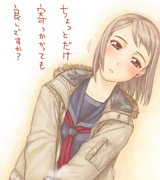 itou (onsoku tassha), original, 1girl, female focus, head tilt, onnsoku, school uniform, serafuku, solo