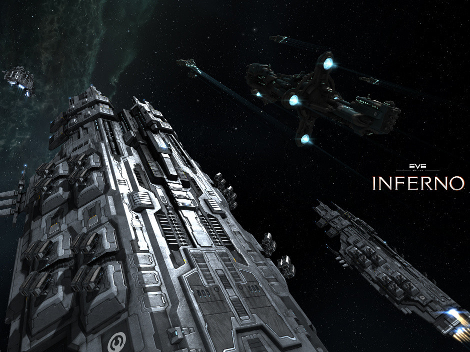 eve online, commentary, maya (medium), official art, 3d, attack ship (eve online), battlecruiser (eve online), battleship (eve online), caldari state (eve online), cloud, combat ship (eve online), copyright logo, copyright name, cruiser (eve online), dark background, drake (eve online), duvolle laboratories (eve online), federation navy (eve online), fleet, flying, gallente federation (eve online), glowing, hyperion (eve online), kaalakiota corporation (eve online), logo, military vehicle, missile pod, no humans, outdoors, radio antenna, realistic, scenery, science fiction, space, spacecraft, spacecraft turret, star (sky), starry sky background, support ship (eve online), thorax (eve online), thrusters, vehicle focus, ymir jonsson