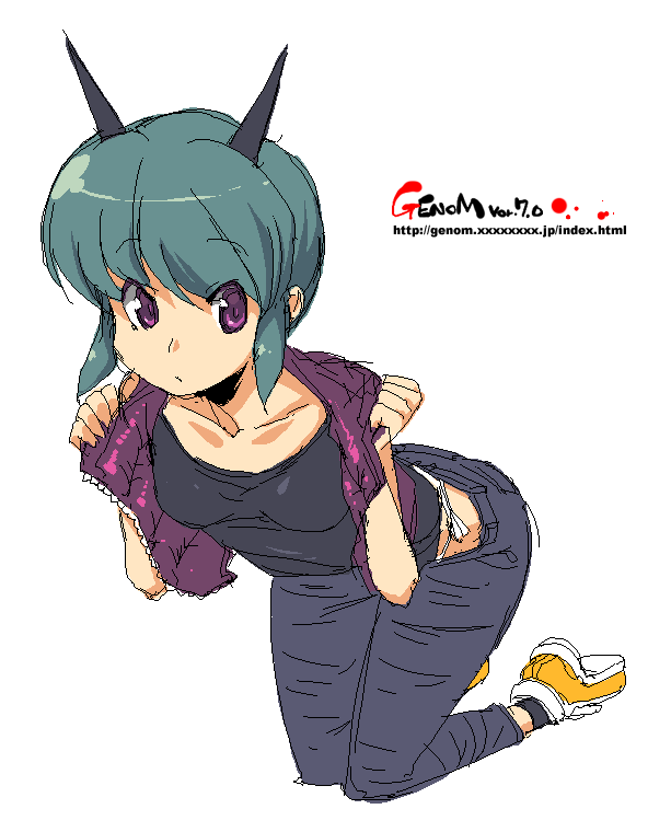 onija tarou, copyright request, 1girl, female focus, oekaki, purple eyes, short hair, solo