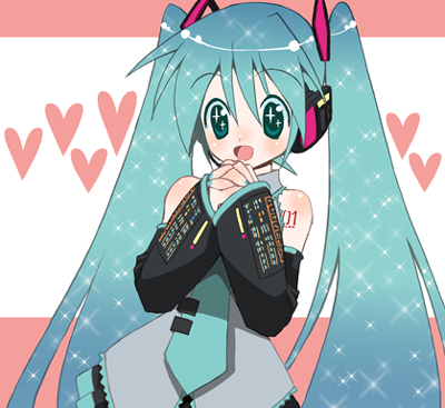 shinya soukichi, hatsune miku, vocaloid, lowres, 1girl, aqua hair, female focus, long hair, solo, twintails, very long hair
