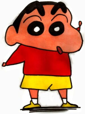 nohara shinnosuke, crayon shin-chan, lowres, tagme, 1boy, child, looking at viewer, male focus, open mouth, short hair, simple background, solo, white background