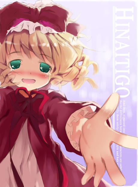 noripachi, hinaichigo, rozen maiden, 00s, 1girl, blonde hair, blush, female focus, foreshortening, solo