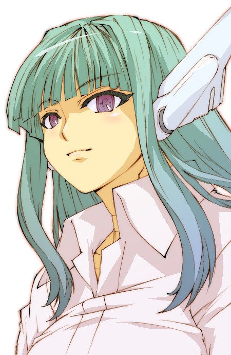 haruka shiya, karakuri chachamaru, mahou sensei negima!, 00s, android, green hair, purple eyes, robot ears, solo