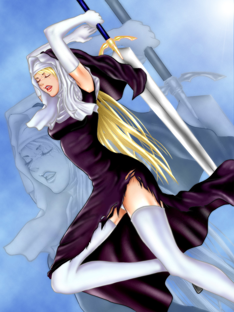 galatea, claymore (series), tagme, 00s, claymore (sword), nun, sword, weapon