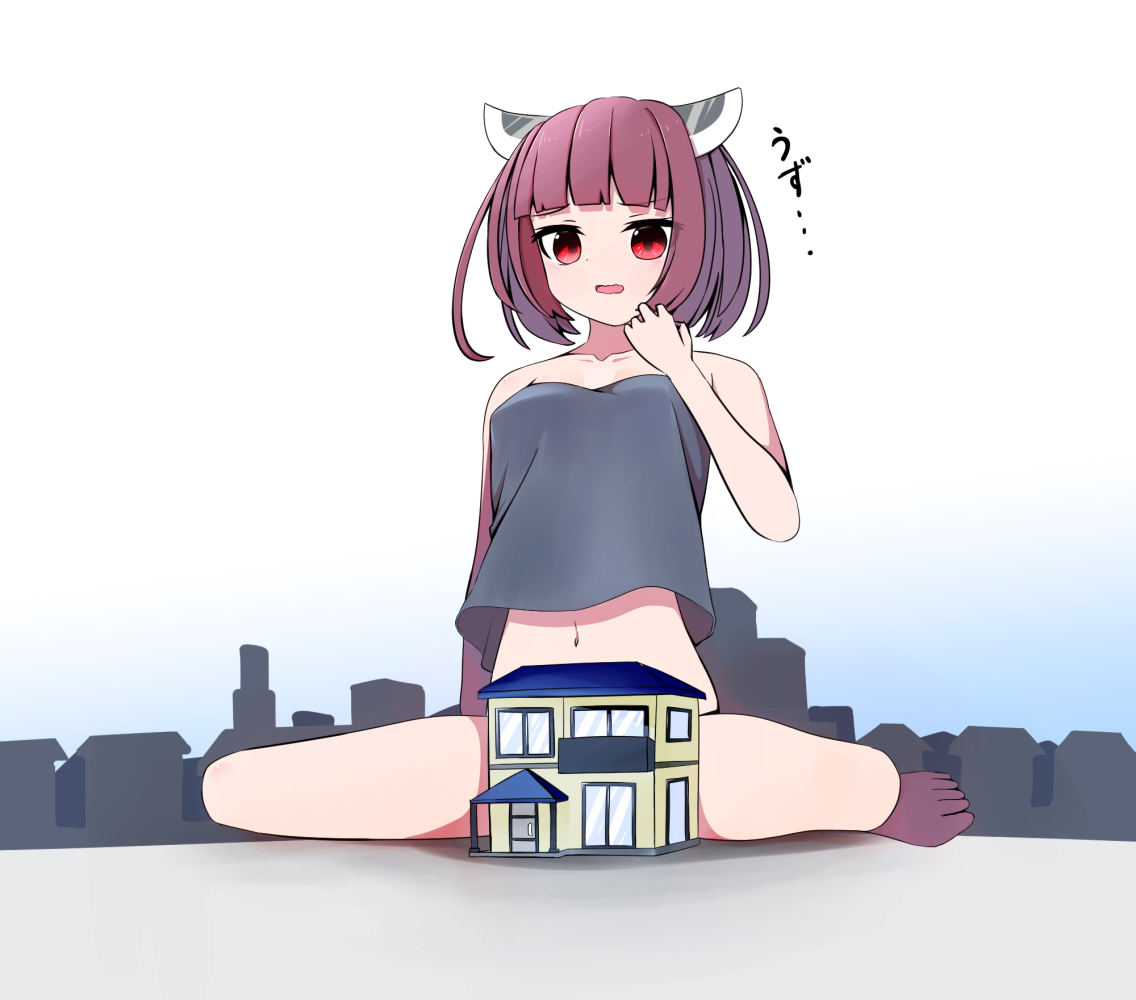 touhoku kiritan, tagme, 1girl, bidet, giant, giantess, misumi (misumiill), toilet