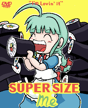 shitaiya, me-tan, mcdonald's, os-tan, lowres, eating, food, makizushi, oekaki, parody, solo, sushi