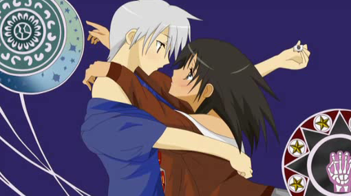 akagi shigeru, itou kaiji, akagi, akagi: yami ni oritatta tensai, fukumoto mahjong, kaiji, kannazuki no miko, 2boys, black hair, blush, creator connection, grey hair, jacket, male focus, miko embrace, multiple boys, parody, x-ray