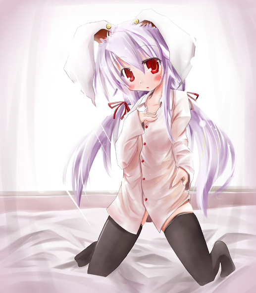 scarlet (studioscr), reisen udongein inaba, touhou, 1girl, animal ears, black thighhighs, female focus, rabbit ears, solo, thighhighs