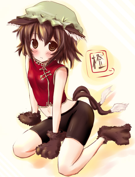 scarlet (studioscr), chen, touhou, 1girl, animal ears, cat ears, cat girl, female focus, solo
