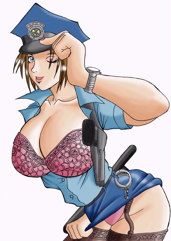 jill valentine, resident evil, bra, breasts, cleavage, huge breasts, large breasts, lingerie, open clothes, open shirt, panties, pantyshot, shirt, skirt, underwear, upskirt