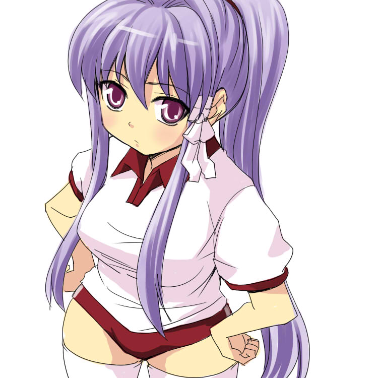 fujibayashi kyou, clannad, 00s, buruma, gym uniform, hair ribbon, ribbon, solo