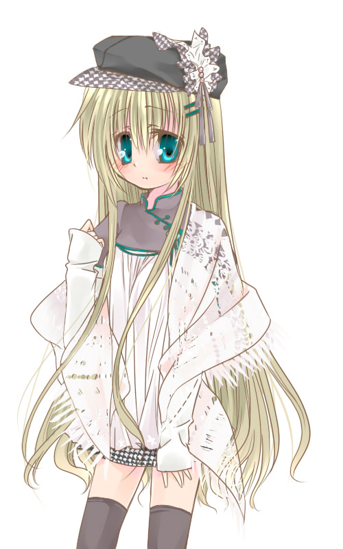 hisaba iori, original, 1girl, blonde hair, female focus, hat, solo, thighhighs