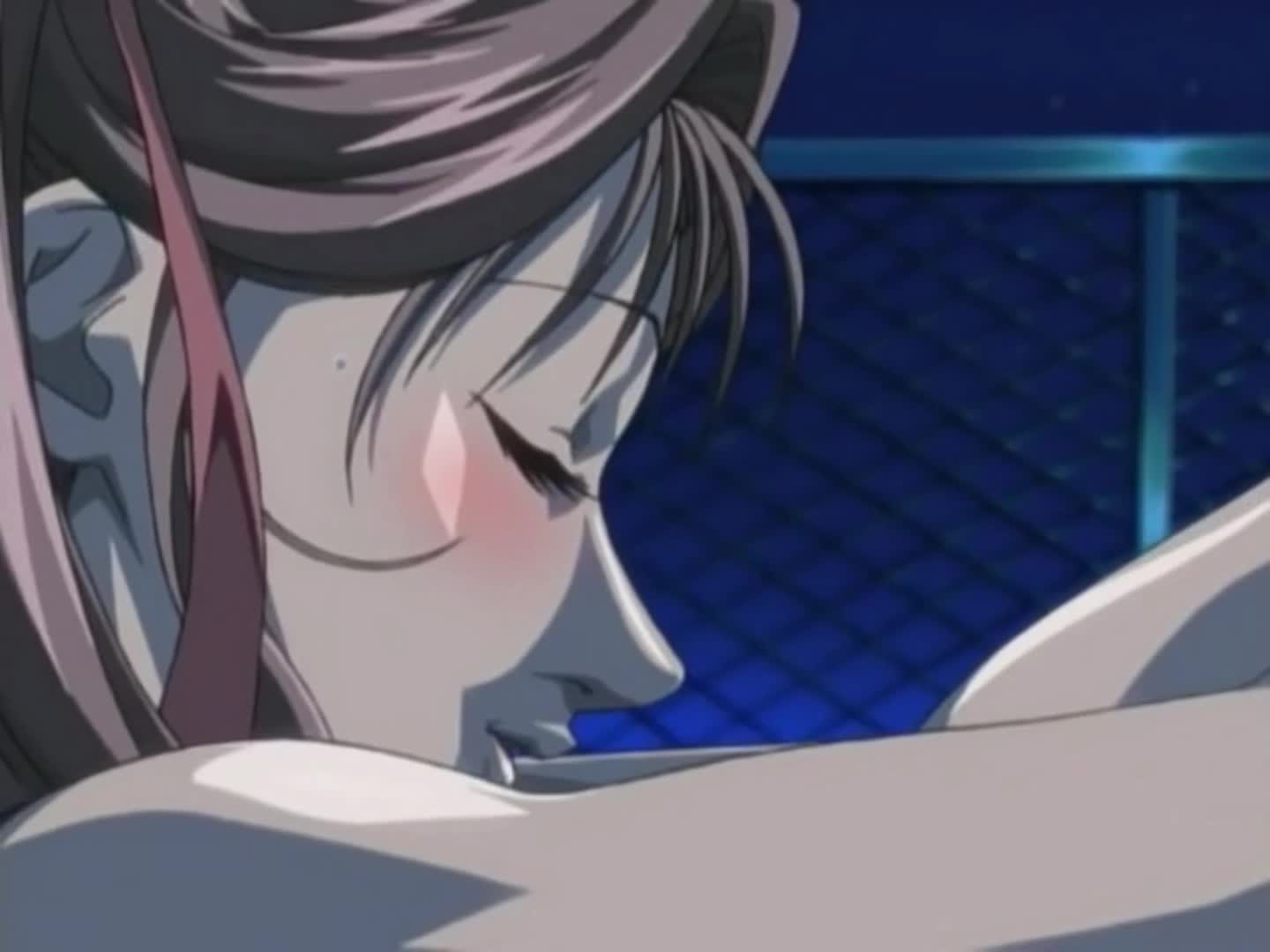 toudou yuki, yoshitani (bible black), bible black, shin bible black, animated, video, 00s, 1boy, 1girl, :>=, ass, ass shake, assertive female, bare shoulders, blush, bouncing breasts, breasts, brown hair, cameltoe, cleavage, covered erect nipples, fellatio, hair ribbon, handjob, hetero, kiss, large breasts, licking, licking penis, lips, long hair, looking at viewer, lying, masturbation, narrow waist, naughty face, night, night sky, one-piece swimsuit, penis, pussy, pussy juice, ribbon, saliva, seductive smile, shiny skin, short twintails, sky, smile, sweat, swimsuit, tongue, twintails, uncensored, upper body, very long hair