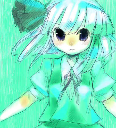 ono mochiko, konpaku youmu, touhou, lowres, 1girl, female focus, short hair, solo, white hair