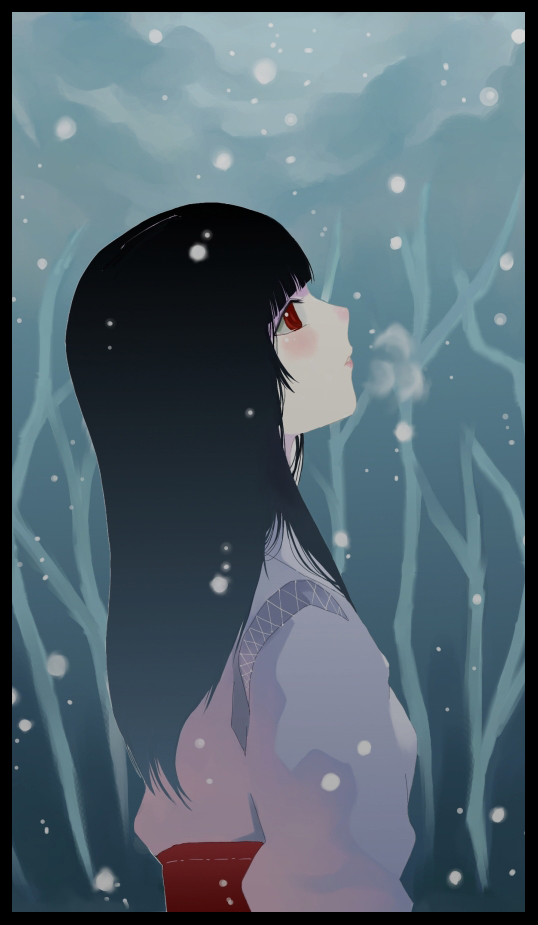 palmeros, original, tagme, japanese clothes, snow, solo, tree