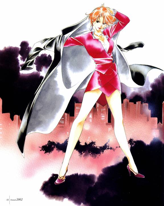 kakinouchi narumi, narumi, yakushiji ryouko, yakushiji ryouko no kaiki jikenbo, non-web source, coat, dress, high heels, kakinouchi, red hair, solo