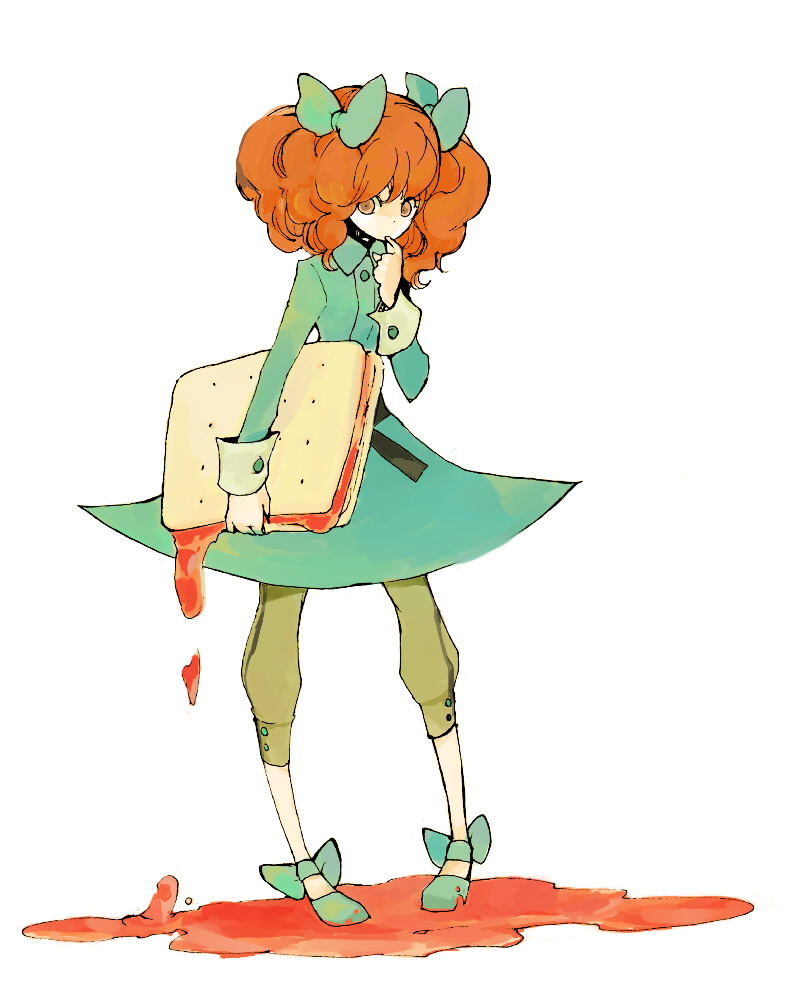 l hakase, cracker-chan, original, bad id, bad pixiv id, cracker, food, jam, ribbon, solo, twintails