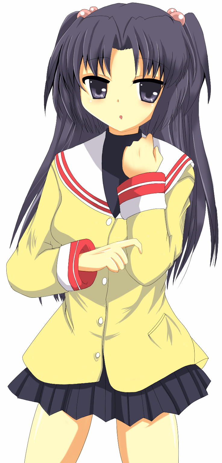 ichinose kotomi, clannad, highres, 00s, 1girl, female focus, school uniform, serafuku, solo