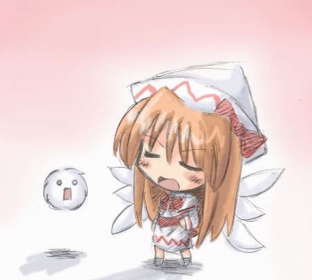 kedama (touhou), lily white, touhou, lowres, 1girl, chibi, female focus, solo