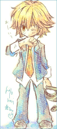 dino cavallone, katekyo hitman reborn!, lowres, 00s, blonde hair, chibi, whip