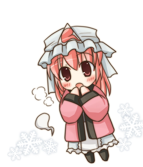 lim-r, saigyouji yuyuko, touhou, 1girl, chibi, female focus, hat, solo