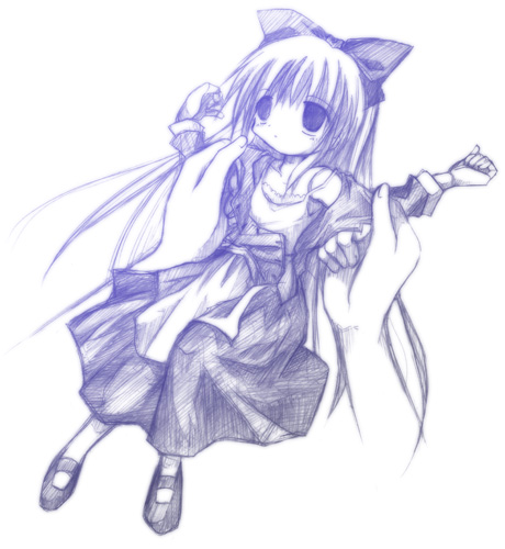 izumi yukiru, shanghai doll, touhou, lowres, 1girl, female focus, monochrome, purple theme, solo, undressing
