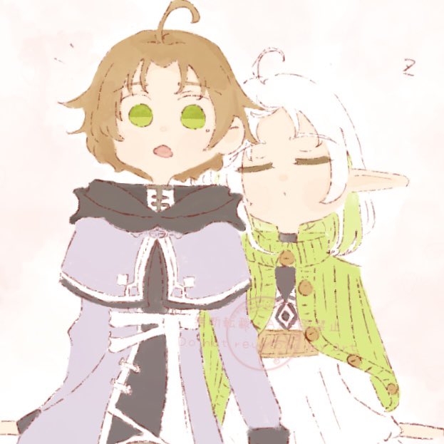 rudeus greyrat, sylphiette (mushoku tensei), mushoku tensei, 1boy, 1girl, ahoge, elf, green eyes, mole, mole under eye, pointy ears, sibaken5010, sleeping, sleeping on person, white hair