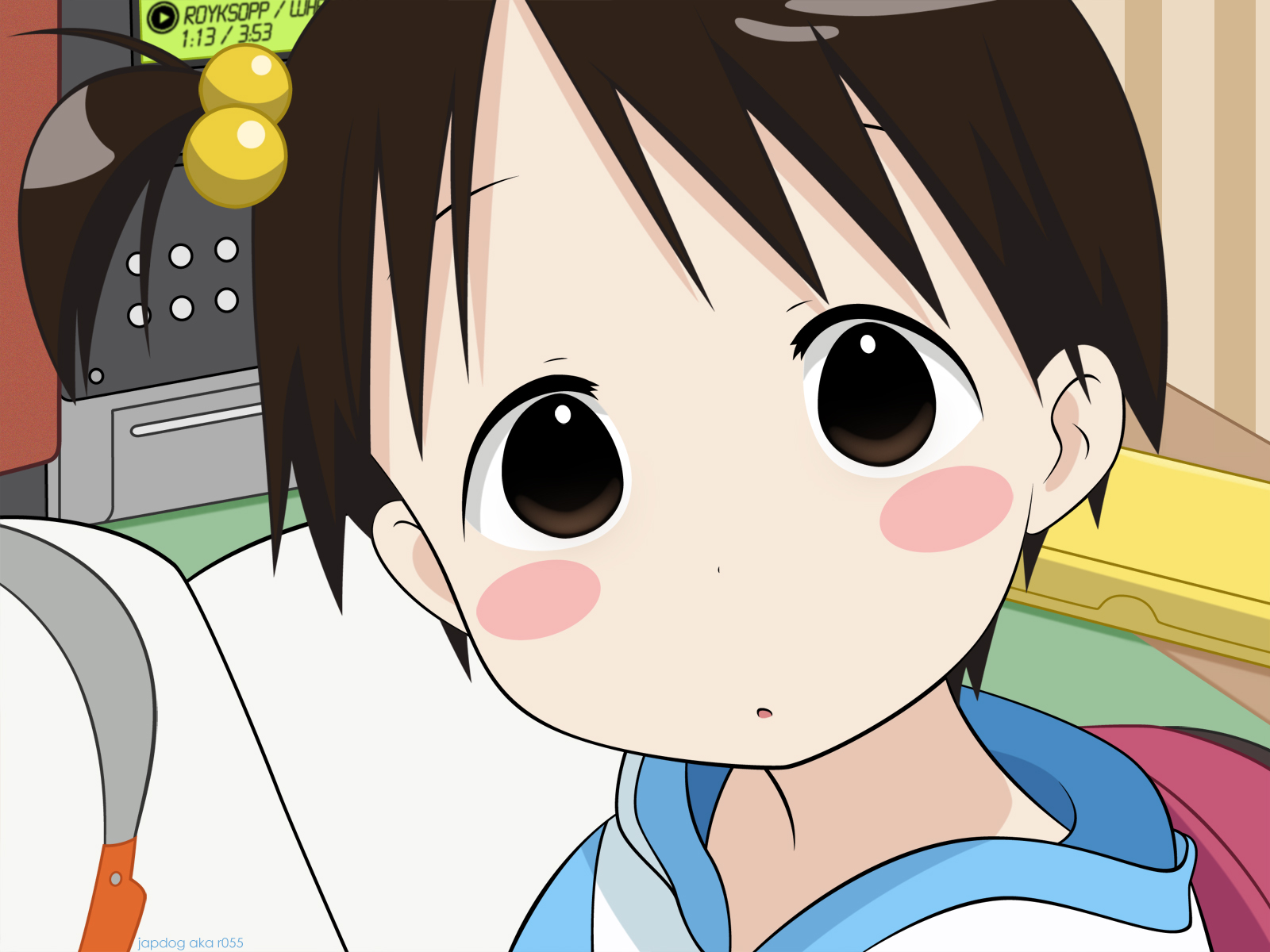 itou chika, ichigo mashimaro, derivative work, highres, vector trace, 1girl, blush stickers, child, female focus, solo
