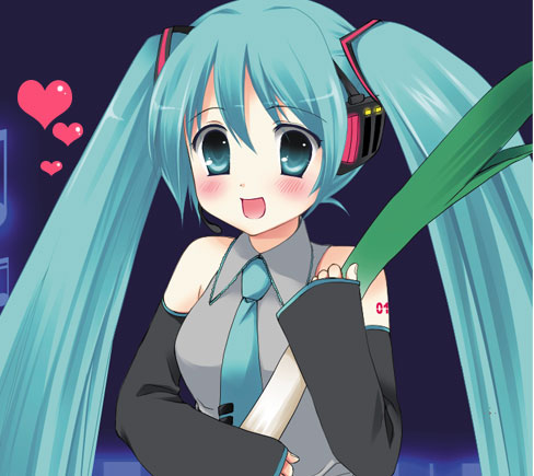 chany, hatsune miku, vocaloid, lowres, 1girl, aqua hair, female focus, solo, spring onion, twintails